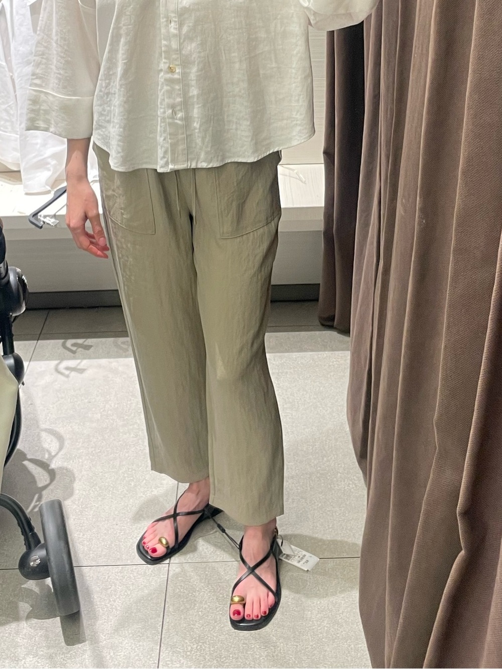 Light green Zara drawstring pant